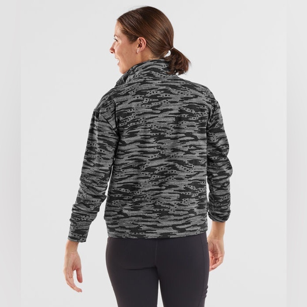 Title Nine Daily Decathlon Full Zip Jacket Women's Large Grey Camo Running Gym